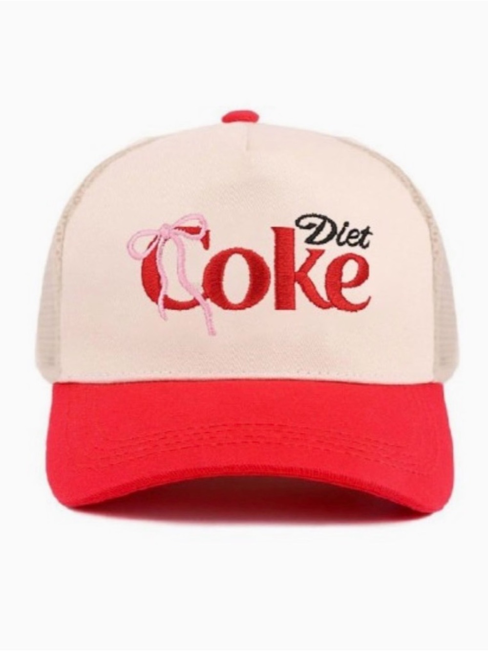 Logo Trucker Hat in Cream and Red